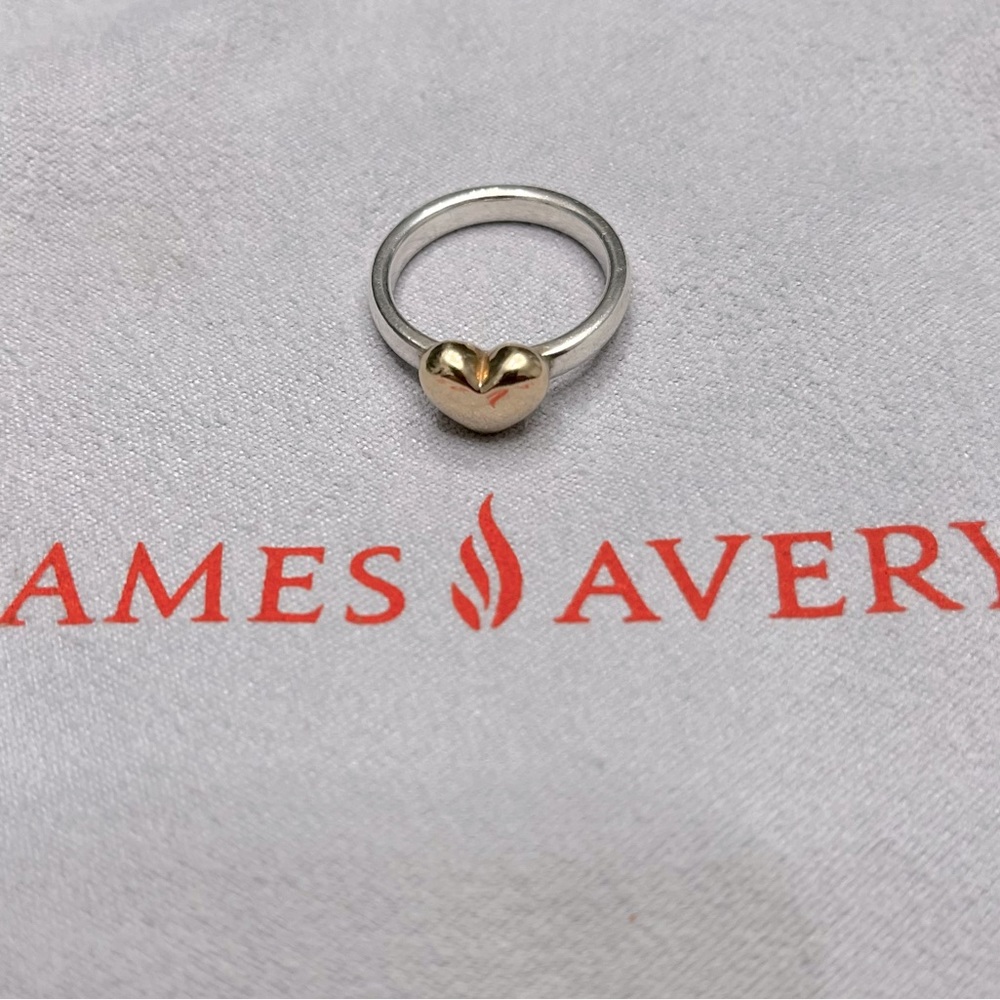 JA Retired solid gold puff heart on silver band size 6.5 in excellent condition!